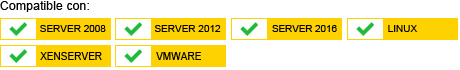 Compatible con Win Server 2008, 2012 y linux